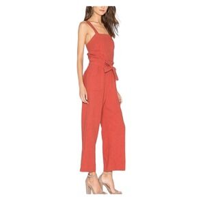 Saylor Rust Jumpsuit Sleeveless Wide Leg Tie Waist Cross Back Size M Boho Resort